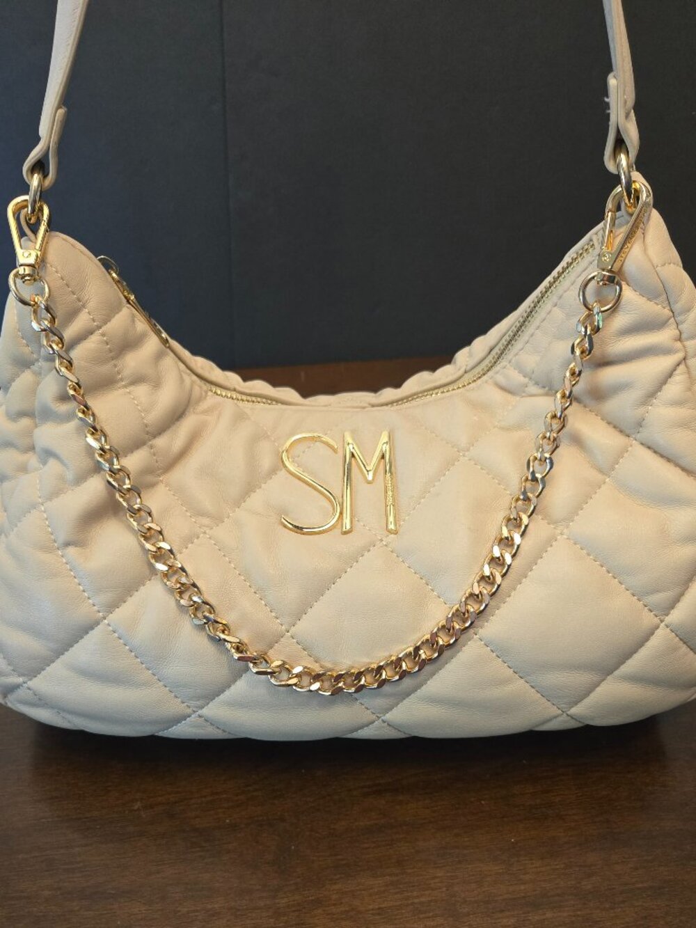 Steve Madden Beige Quilted Shoulder Bag